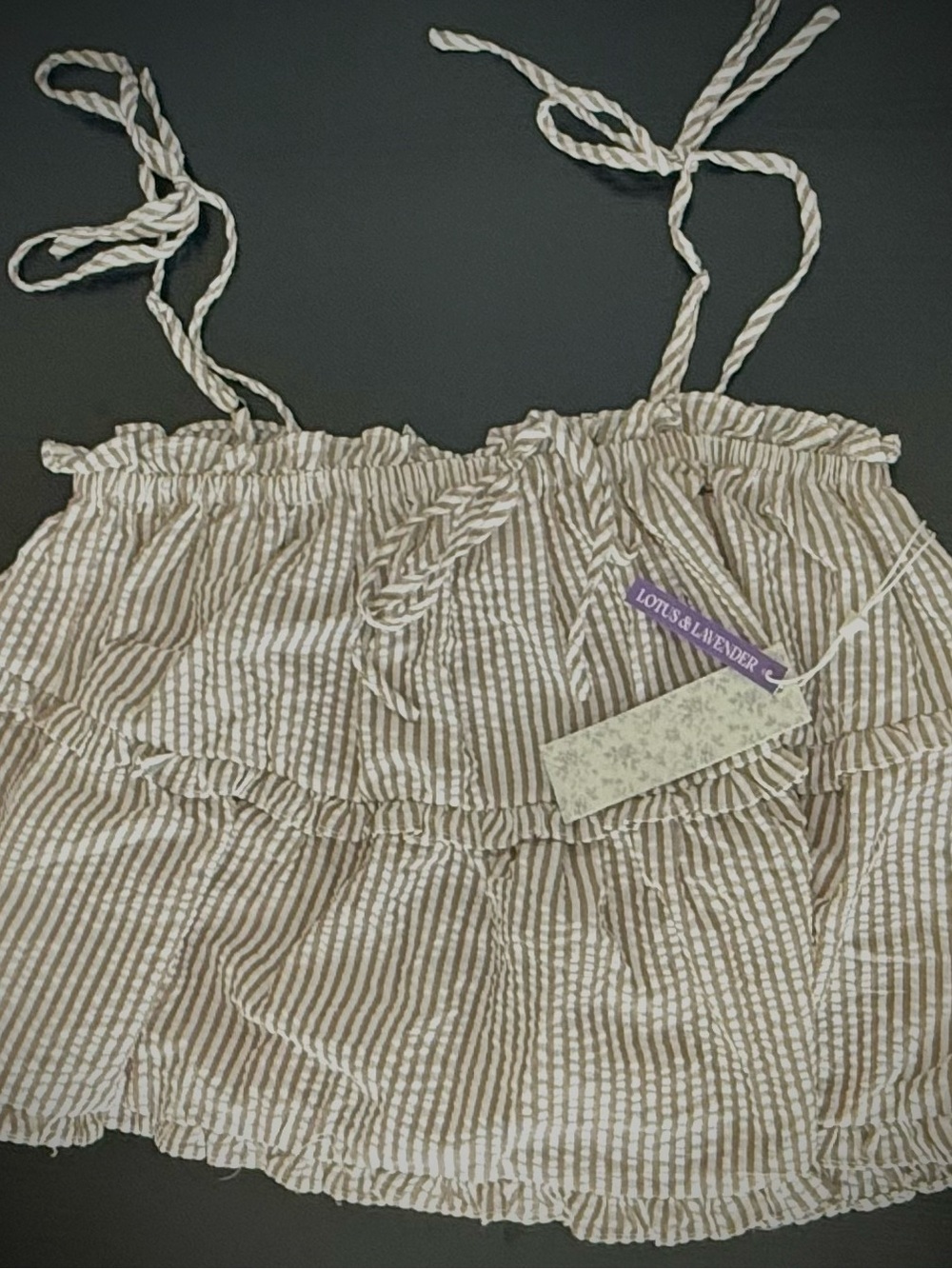 Beige Stripe Ruffle Cami Top NEW WITH TAGS!!! 🐝